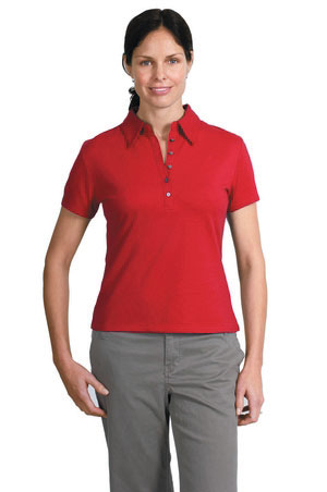 Ladies Pima Cotton Fine Knit Sport Shirt - Red